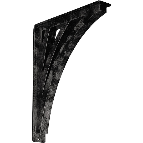 Ekena Millwork Nevio Wrought Iron Bracket, (Triple center brace), Antiqued Warm Silver 2"W x 12"D x 15"H BKTM02X12X15TNEAWS - main